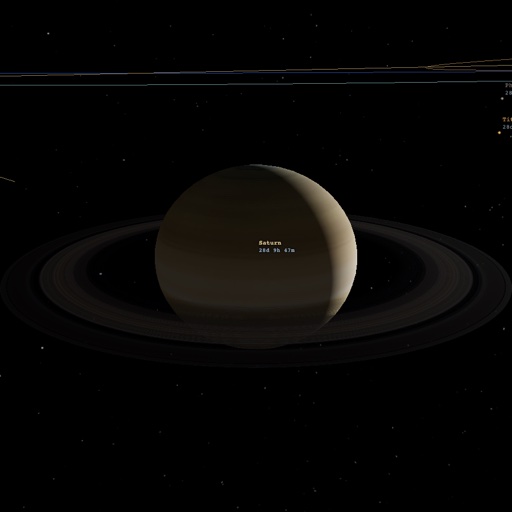 Saturn and its rings on the Belter Charts map, with name labels